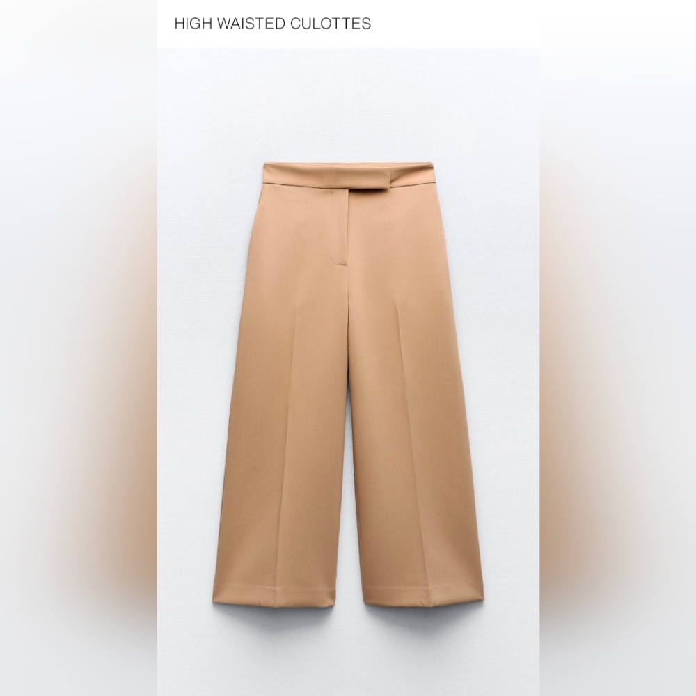 Zara High-Waisted Culotte Pants in Camel